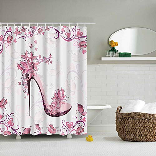 Duschvorhang, Morbuy 3D Digitaldruck Top Qualität Schimmelresistenter und Wasserabweisend Shower Curtain Waschbar Mit 12 Duschvorhangringen 100% Polyester (180x200cm,High Heels)