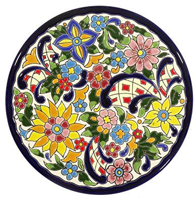 Platos Decorativos para Pared, Pintados a Mano con la técnica de la Cuerda Seca. Cerámica Andaluza. Grabado y Cerámica Española. 21 CM.52103
