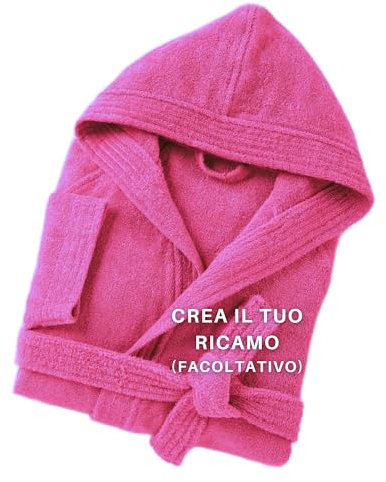 MAYRA Accappatoio Personalizzabile in Spugna 100% Cotone 500 gr Taglie Calibrate | Adulto, Uomo, Donna, Hotel | Personalizzato con Iniziali, Nome, Logo | Design e Ricamo Made in Italy (M, Fucsia)