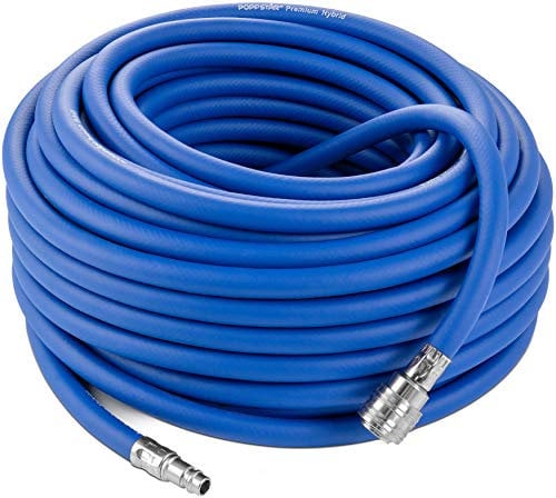 Poppstar Tubo per aria compressa attacco rapido 30 metri (PVC ibrido con tessuto, raccordo rapido) tubo compressore aria 20 bar, blu