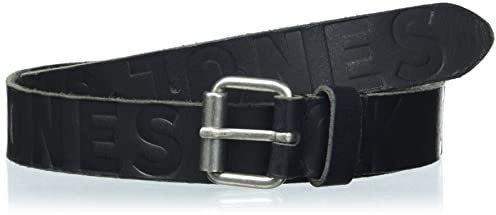 Herren Jack & Jones Ledergürtel JACPORTO Logo Prägung Basic Herrengürtel, Farben:Schwarz, Größe Gürtel:80