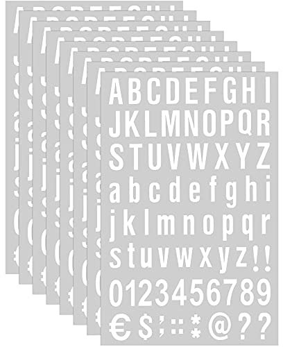 Kit de 8 Hojas de Números Letras de Vinilo Autoadhesivo, Pegatina de Números de Buzón para Letrero, Ventana, Puerta, Coche, Camión, Hogar, Negocio, Dirección (Blanco, 2 Pulgadas)