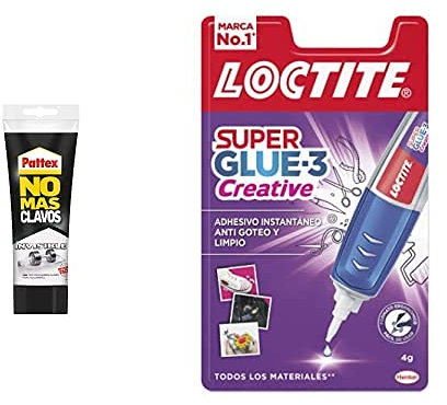 Pattex 1792947 No Más Clavos Invisible, 1 Tubo X 200 G + Loctite Super Glue-3 Perfect Pen, Adhesivo Transparente Con Forma De Bolígrafo, 1X3 G