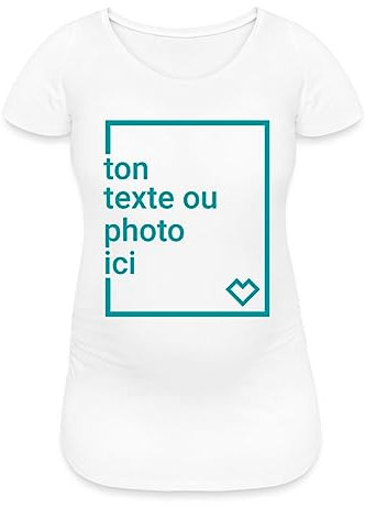 Spreadshirt T-Shirt Personnalisé pour Femme Enceinte À Personnaliser avec Photo Et Texte Annonce Grossesse T Shirt Grossesse, XL, Blanc
