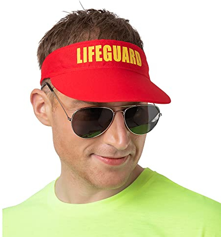 Wicked Cosutmes Adult Unisex Beach Life Guard Visor Fancy Dress Hat Accessory