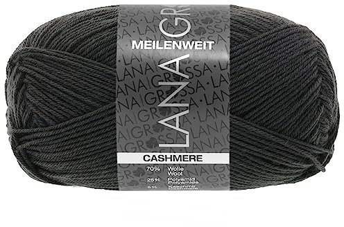LANA GROSSA Meilenweit 50g Cashmere | Sockenklassiker, waschmaschinenfest | Handstrickgarn aus 70% Schurwolle (superwash), 25% Polyamid & 5% Kaschmir | 50g Wolle zum Stricken & Häkeln | 210m Garn FB55