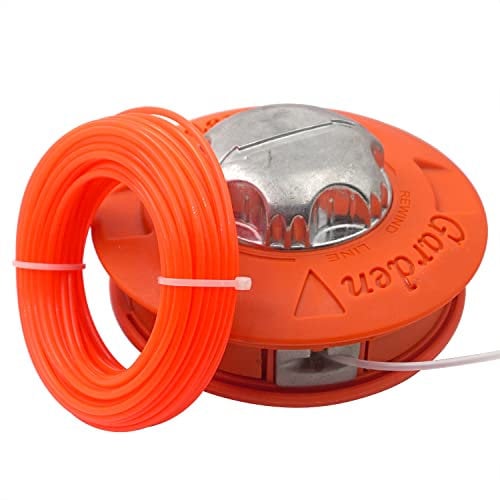 Zeqeey Rasentrimmer-Ersatzspulenkopf M10 x 1,25, Linksgewinde mit 15 m 2,4 mm Rasentrimmerfaden für Motorsense, Universal-Mähkopf, Farbe: Orange