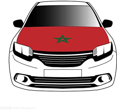 Drapeau marocain pour capot de voiture 1 x 1,5 m 100 % polyester