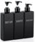 Segbeauty Square Soap Dispenser Black, 3pcs 16.9oz Refillable Shampoo and Conditioner Bottles, 500ml Empty Reusable Plastic Pump Bottle Bathroom Shower Dispenser Set for Body Wash Liquid Gel Lotion