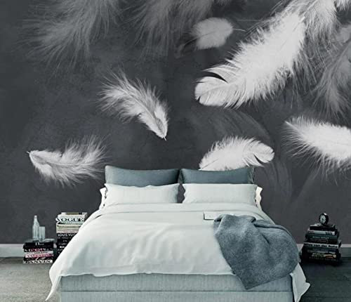 Papier Peint Panoramique Plume Blanche Papier Peint 3D Personnalisés Intissé Décoration Murale 150x105cm