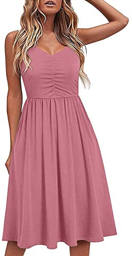 LSAltd Damen Kleid Blümchen Kleider Multiway Kleid Ärmelloses Kleid Damen Lang Günstig Festkleider Für Damen Knielang Cordkleid Damen Party Kleid Festlich Hochzeitsgäste Kleider Damen Knielang