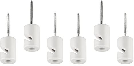6er Pack, Porzellan Retro Hook Kabelhalter, Kabelhaken, weiß