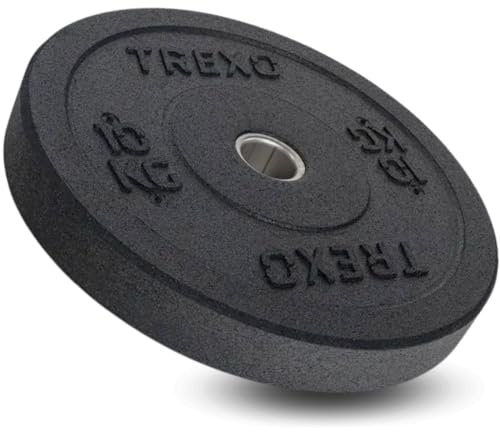 TREXO Olympic Bumper 10 KG Hantelscheibe Gummiertes Material für Langhantel 50 mm Durchmesser Langlebige FitnessScheibe Krafttraining Crossfit