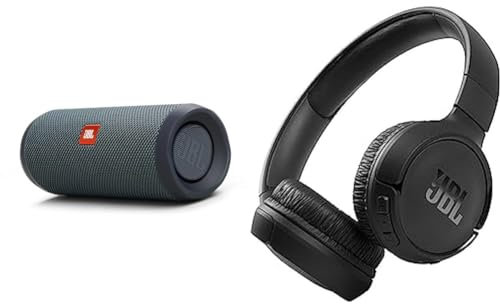 JBL Flip Essential 2 Portable Bluetooth Speaker with Rechargeable Battery, IPX7 Waterproof, 10h Battery Life, Black & Tune510BT - Wireless on-ear headphones featuring Bluetooth 5.0