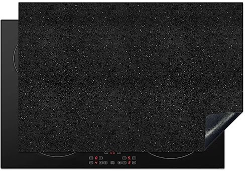KitchenYeah© Herdabdeckplatte Einteilig Küche Herdabdeckung Induktionsfeld Ceranfeld Herdabdeckplatten Vinyl Matte Aufrollbar Granit - Schwarz - Grau - Dunkel - 76x51 cm