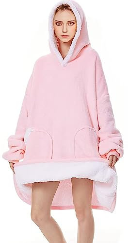 Kuscheldecke mit Ärmeln, Warmer und Kuscheliger Hoodie Decke Sweatshirt, Decke mit Ärmeln und Kapuze für Frau, Flauschige Sherpa TV-Decke mit Ärmeln, Tragbar Ganzkörperdecke