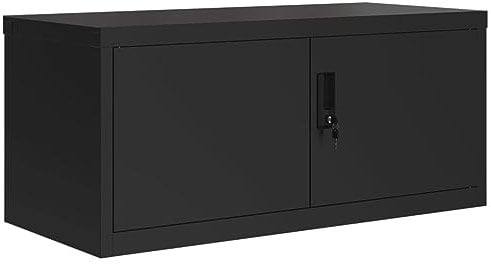 vidaXL Aktenschrank, Büroschrank mit Stauraum, Abschließbar Metallschrank Schrank mit Türen, Aufbewahrungsschrank Büromöbel, Schwarz Stahl