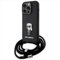 KARL LAGERFELD KLHCP15LSASKNPSK Hülle für iPhone 15 Pro 6.1 hardcase Schwarz Crossbody Saffiano Monogram Metal Pin Karl & Choupette