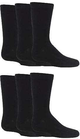 SockShop Kids Bamboo School Socks - Boys Girls Plain Striped Breathable, Soft, Cooling Socks Comfort Cuff Smooth Toe Seams 6 Pairs Black 9-12 Kids (4-7 Years)