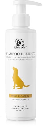 Shampoo Delicato per Cani e Cuccioli - Detergente Ipoallergenico per Pelli Sensibili con Olio di Argan e Oliva - Made in Italy - 200ml