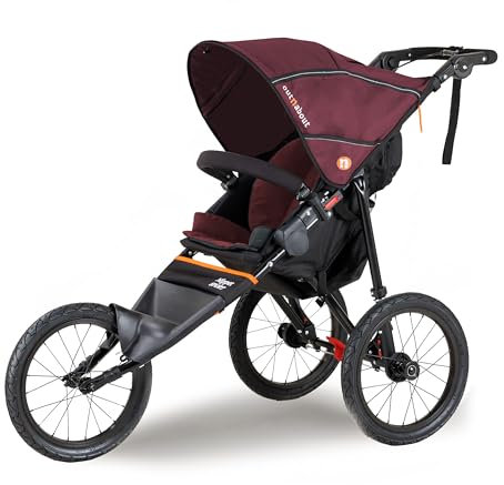 Out ‘n’ About Nipper Sport Stroller - Jogging Pushchair - Newborn to 4 Years - Lightweight All-Terrain - Rain Cover Included - Running Buggy - Jogger Pram - Brambleberry Red