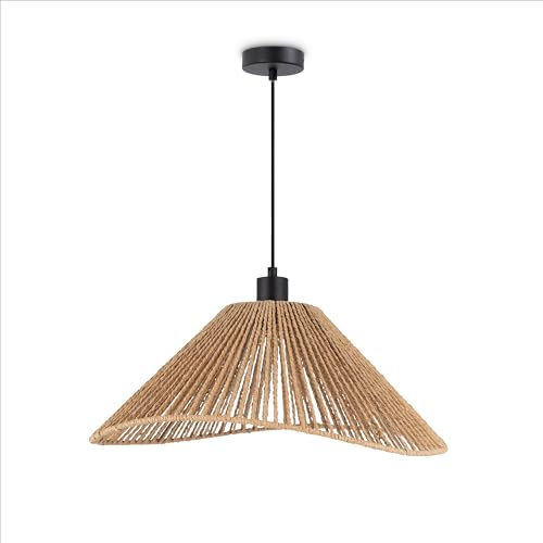 Paco Home LED Pendellampe Wohnzimmer Pendelleuchte Esszimmer Hängeleuchte Küche Lampenschirm Papier Deko Boho Style E27, Farbe:Schwarz, Leuchtenart___Farbe:Typ 2