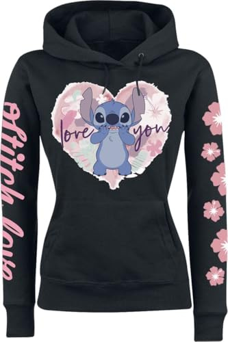 Lilo & Stitch Love You Frauen Kapuzenpullover schwarz
