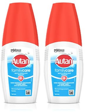 Autan Family Care Vapo Spray Antizanzare, Repellente Zanzare, Dermatologicamente Testato, Protezione Efficace Per Tutta la Famiglia fino a 4 ore, 2 Confezioni da 100ml