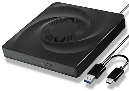 Bluray Laufwerk Extern, Externes Blu Ray Laufwerk FüR Pc Blu Ray Brenner Extern Mit USB 3.0 Und Typ-C CD/DVD Brenner Blu Ray Player FüR Pc Mit Windows MacOS Laptop Und Desktop
