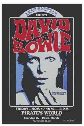 NWGACS David Bowie 1972 Vintage-Konzert-Leinwand-Poster, Schlafzimmer-Dekor, Sportlandschaft, Büro, Raumdekoration, Geschenk, ungerahmt, 30 x 45 cm