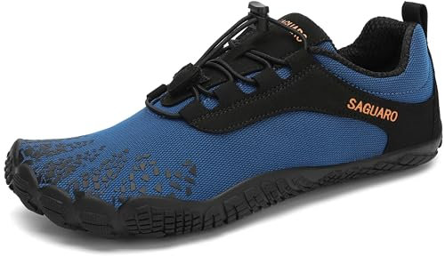 SAGUARO Hombre Mujer Zapatos Minimalistas Respirable Zapatillas de Trail Running Ligeras Calzado Barefoot Antideslizante para Gimnasio Fitness, Azul Señal Gr.39