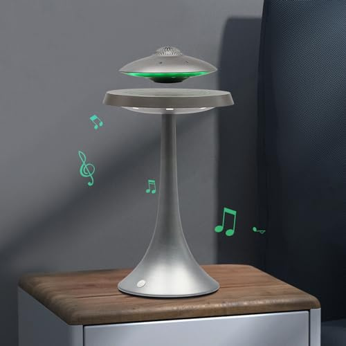 AUYART Magnetisches Bluetooth-Design – schwimmender Lautsprecher, USB, Bluetooth, LED-Licht, verstellbar, coole Form, mit Stereo-Sound, Surround-Sound, Geschenk für Haushaltsartikel