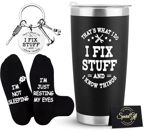 Shoppawhile Birthday Gifts for Men Funny and Unusual Ideas Presents for Men Christmas Fathers Day Birthday Stainless Steel Travel Tumbler 20oz Mechanic Mens Gifts