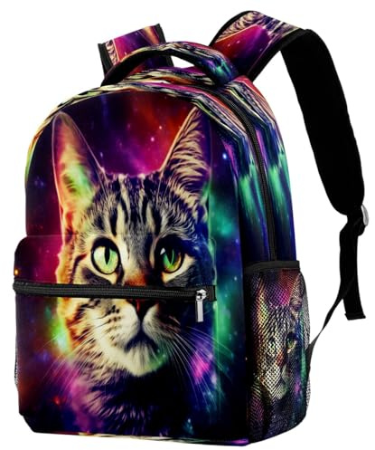 School Backpack Galaxy Cat School Bags for Boys Girls Lightweight Bookbag Casual Daypacks Women Men