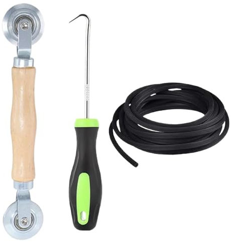 4 Pezzi Set per La Riparazione Della Zanzariera, 3.5mm Ganci Porta Attrezzi Zanzariera, 2x10m Nastro Cordino in Gomma Rete, Per Rete Zanzariera Ricambio Installare Schermi Di Finestre