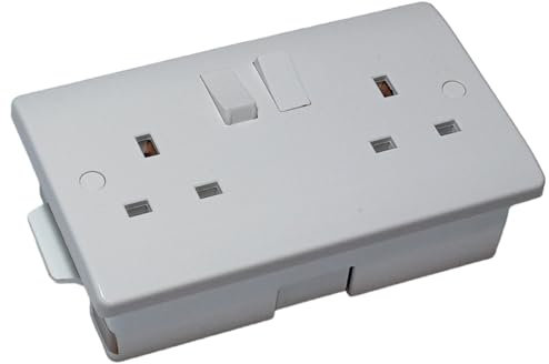 Double SOCKET, 35mm 2-Gang Flush Plasterboard Box, Curved Edge, White, Stylish and Robust