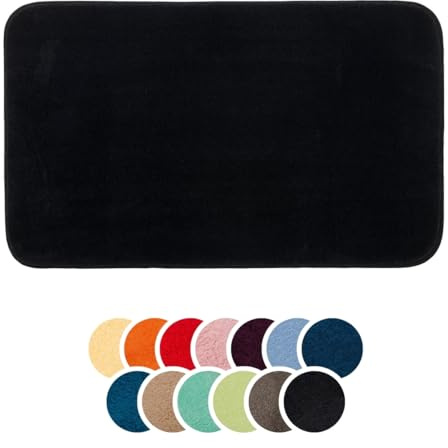 liebling Badteppich, 100% Polyester - Mikrofaser, Serie Santos, 70 x 120 cm,1500 g/m², 30 Grad waschbar, Farbe: schwarz