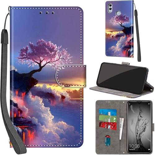 PHINIENLAND Cover per Huawei P Smart 2019 Case PU Pelle Custodia [Kickstand] [Chiusura magnetica] [Slot per Schede], Portafoglio Flip Custodia per Honor 10 Lite,Montagna