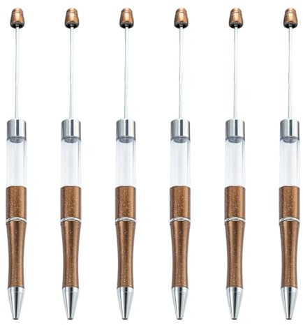 alloneslife 6 Stück Perlen-Kugelschreiber, glattes Schreiben, 1,0 mm, Perlenstift, Schreibwarenstift für Schule, Büro (Champagner-Gold)