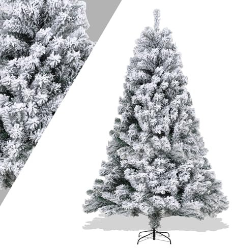 Izrielar Albero di Natale artificiale con neve, albero di Natale in PVC, 120 cm, con supporto, 340 punte, finto fiocco di neve bianco, decorazione natalizia per casa, negozi e hotel