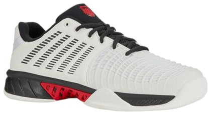 K-Swiss Herren Express Light 3 Carpet Tennis Shoe, Bright White/Stretch Limo/High Risk Red, 41.5 EU