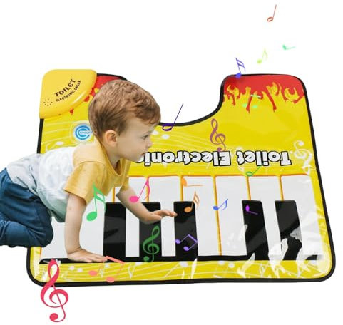 Guvbkfaw 59 X 48 cm Klavierbodenmatte Toilette, Töpfchen Klaviermatte, Klaviertastatur Teppich, Töpfchenteppich Mit Klavierklang, Waschraum Musikspielmatte, Funny Toilet Piano Mate