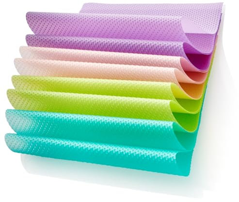 COM-FOUR® 8x tappetino per frigorifero - tappetini antiscivolo antibatterici - rimuovono umidità e odori - tappetino con inserto tagliabile (viola. rosa. verde. blu)