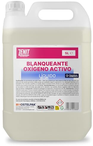 Hostelpak | 5 l | Oxígeno activo líquido Uso doméstico | Blanqueante de ropa | oxigeno activo limpieza