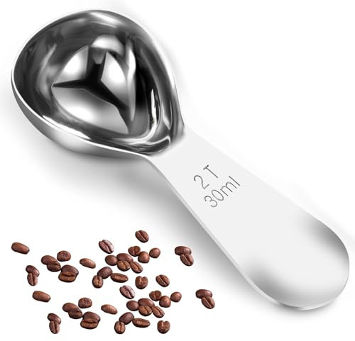Hshenjhu Mini Cuchara Medidora, 30ml Cucharas Medidoras de Acero Inoxidable, Reutilizable Cucharas de Café con Mango Corto, para Granos de Café, Té Suelto, Azúcar, Harina （Plata）