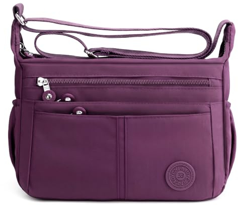 FORRICA Donna Borsa a Tracolla Tasche Multiple Borsa Crossbody Leggera Impermeabile Poliestere Borsa Messenger per Escursionismo Viaggio Pendolarismo Viola