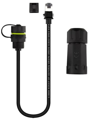 Waterproof RJ45 Coupler Cat6, IP68 Waterproof RJ45 Connector with 1M Cable, Ethernet Coupler Female to Male, Gold-plated and Shielded Outdoor Ethernet Coupler for CAT6/CAT5E/CAT5 Network Cables POE