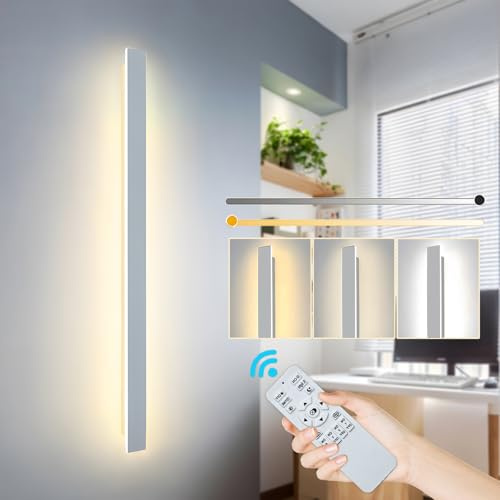 ZTWLEED LED Wandleuchte Innen 100CM,38W Wandlampe Dimmbar mit Fernbedienung | 3000K-6000K,10-100% Helligkeitseinstellung Wandleuchte für Schlafzimmer Wohnzimmer Korridor Treppenhaus, 110-240V,Weiß