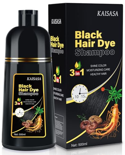 Haarfarbe Schwarz, Black Hair Dye Shampoo 3 in 1, Natürliches Haarfärbemittel, Anti Grau Effekt Semipermanente Haarfarbe, Grauhaar-Überdeckung Hair Color Shampoo Herren Frauen