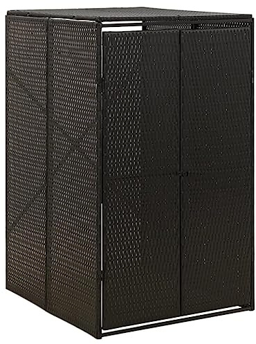 Solivagant Abri pour Poubelle Noir 70x80x117 cm Résine tressée,(11.8 KG)